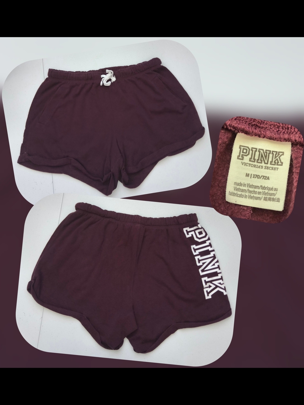 PINK Victoria's Secret Maroon Boyfriend Shorts Size Med